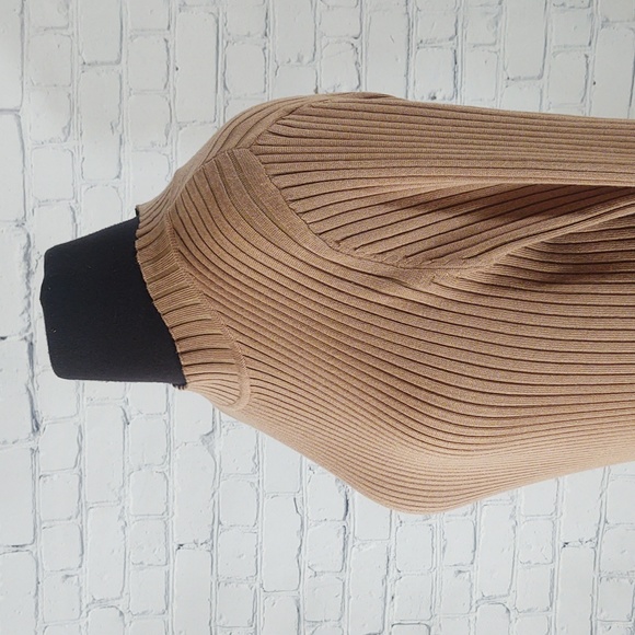 New Look Size 12 Mock Neck Ribbed Long Sleeve Dress with Front Split - Picture 7 of 11